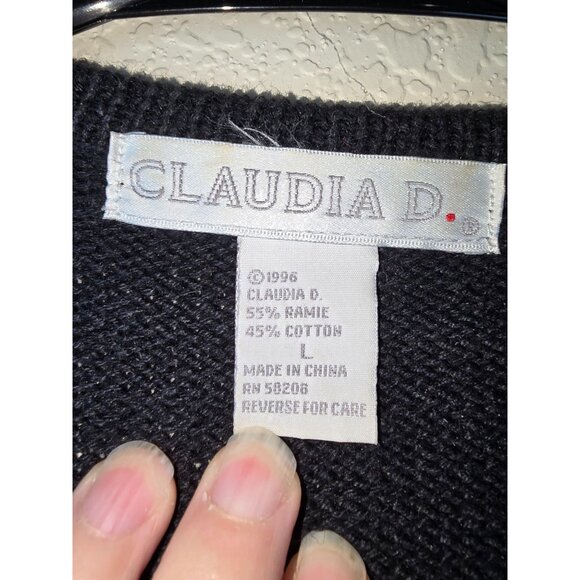 Vintage Claudia D. Black Knit Vest Red & Gold Bead Embellishments 1996 Holiday - Picture 3 of 6